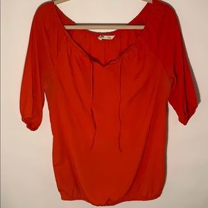 Red Old Navy Tie Neck Blouse